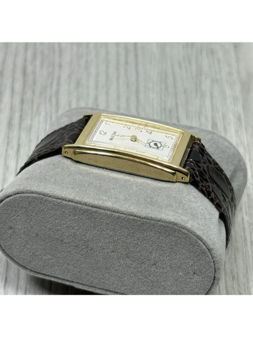 Vintage Bulova Watch Co Men's Watch Black Leather Band - Needs Battery